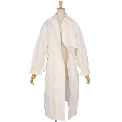 Hermes Coat Long Zip Up Belted Cotton White 34 — view 4