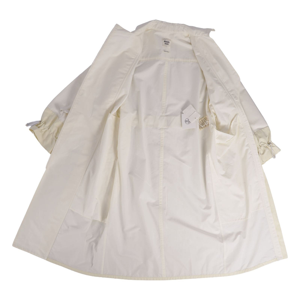 Hermes Coat Long Zip Up Belted Cotton White 34 — view 7