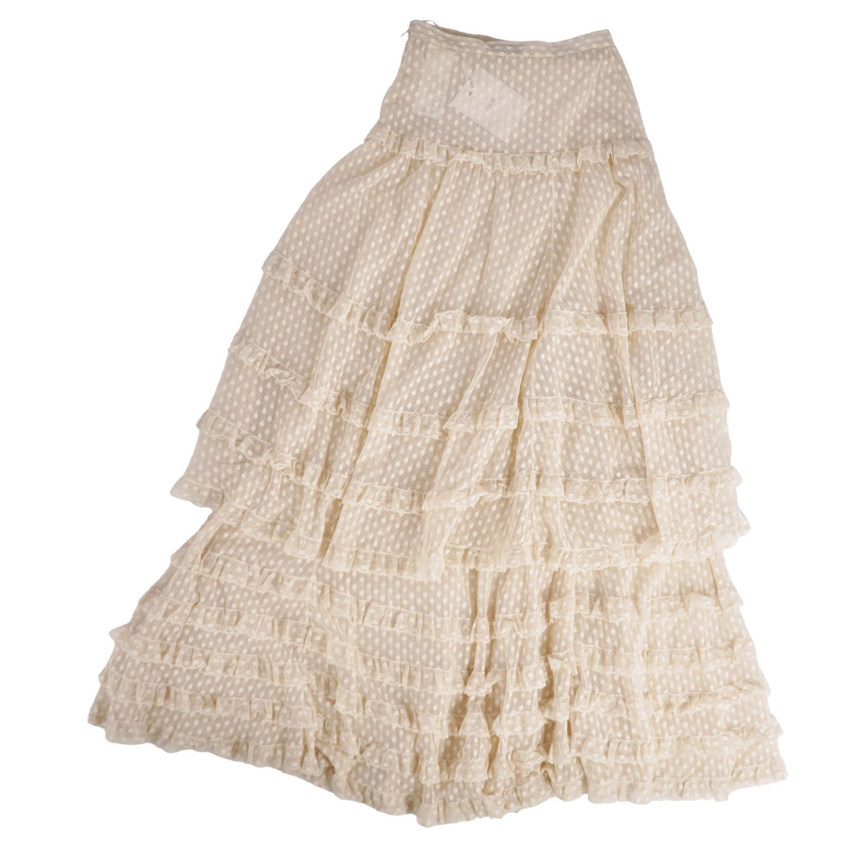 Dior Skirt Long Flare Tiered Tulle Sheer Dot Cotton Nylon US 2 — view 3