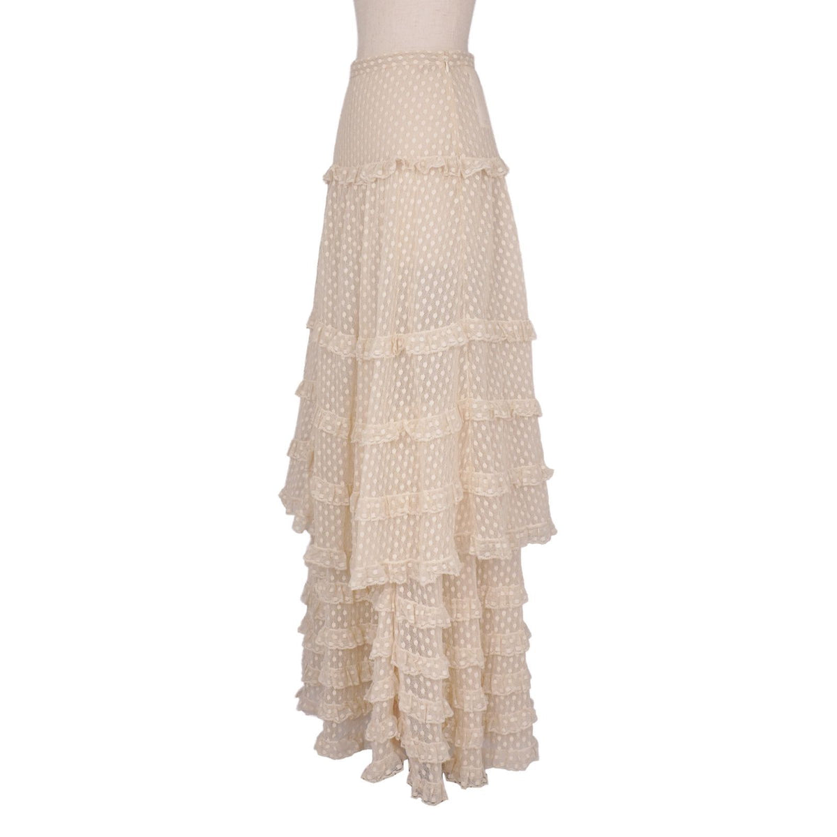 Dior Skirt Long Flare Tiered Tulle Sheer Dot Cotton Nylon US 2 — view 5
