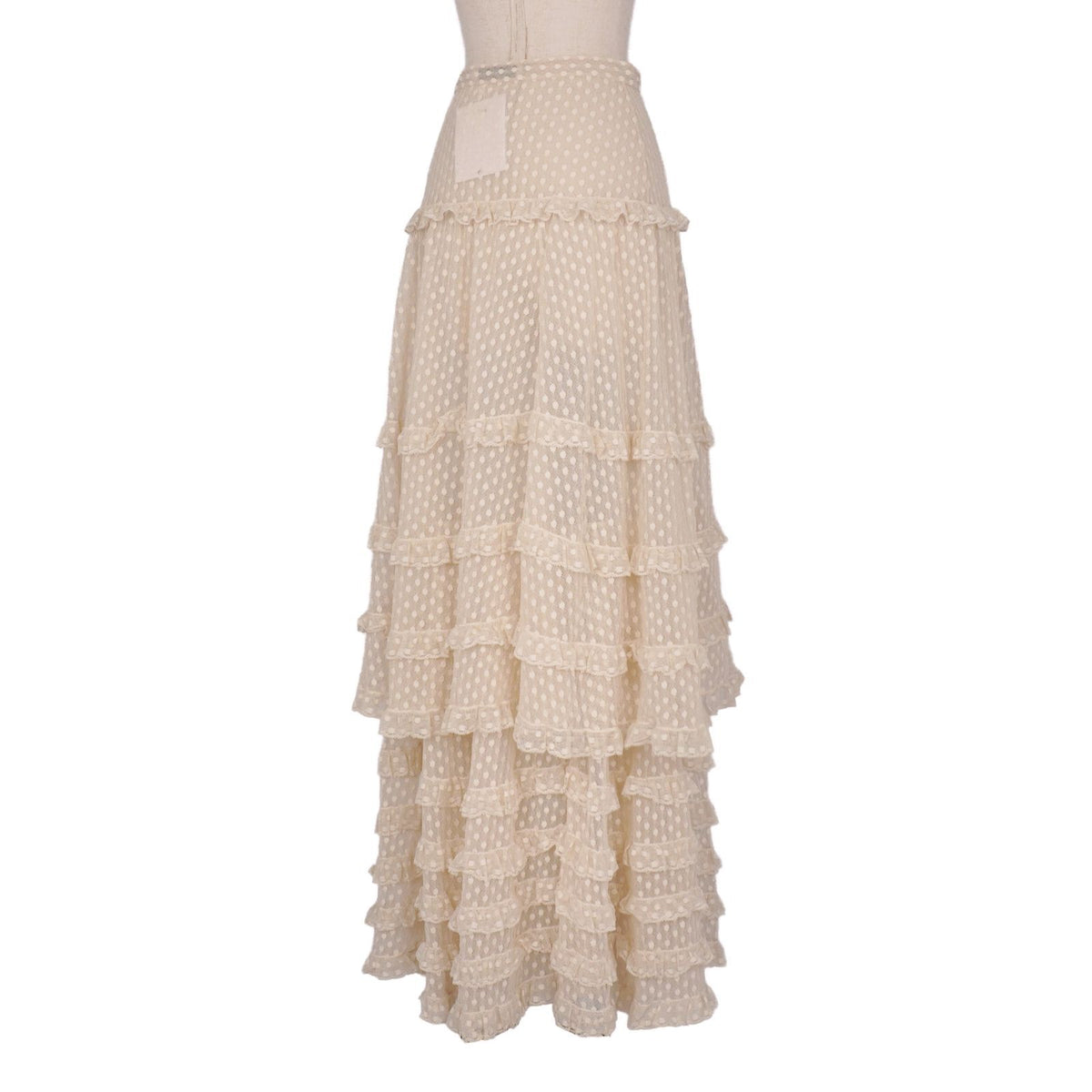 Dior Skirt Long Flare Tiered Tulle Sheer Dot Cotton Nylon US 2 — view 6