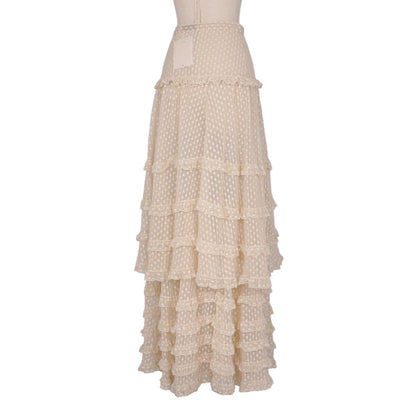 Dior Skirt Long Flare Tiered Tulle Sheer Dot Cotton Nylon US 2 — view 6