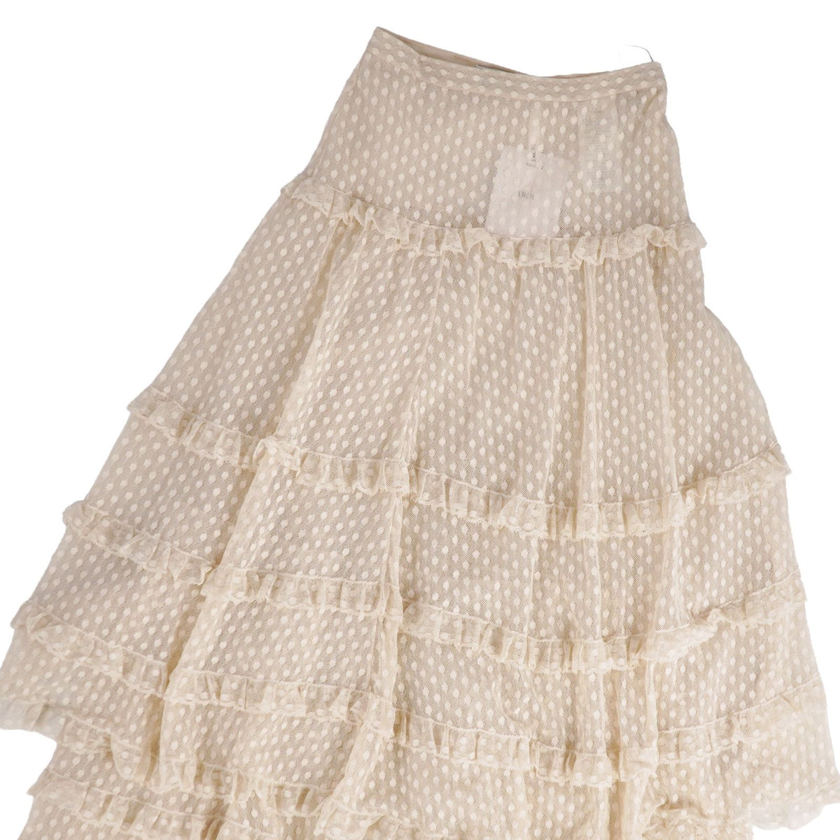 Dior Skirt Long Flare Tiered Tulle Sheer Dot Cotton Nylon US 2 — view 2