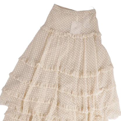 Dior Skirt Long Flare Tiered Tulle Sheer Dot Cotton Nylon US 2 — view 2