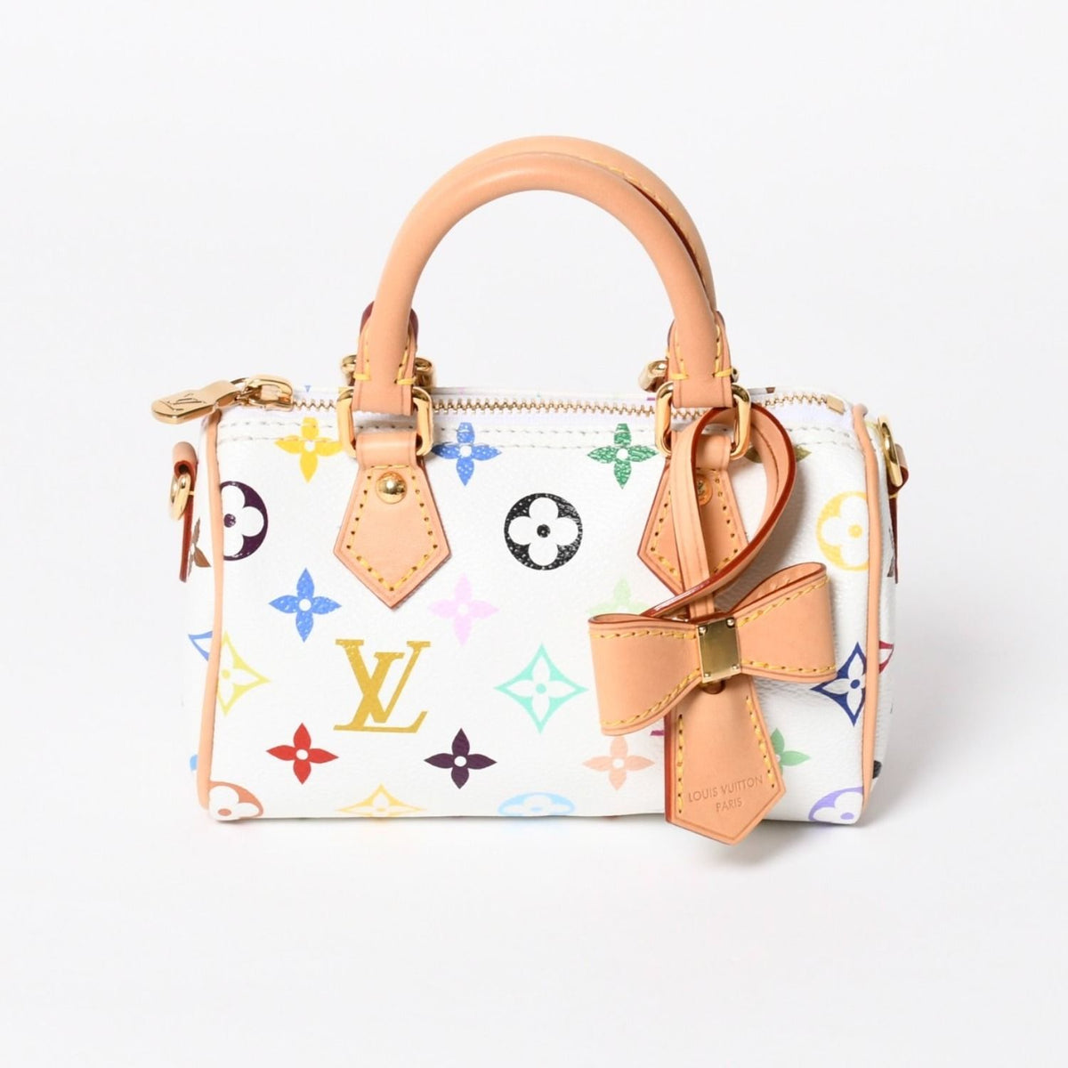 Louis Vuitton Nano Speedy Handbag Monogram Multicolor White Takashi Murakami — view 3