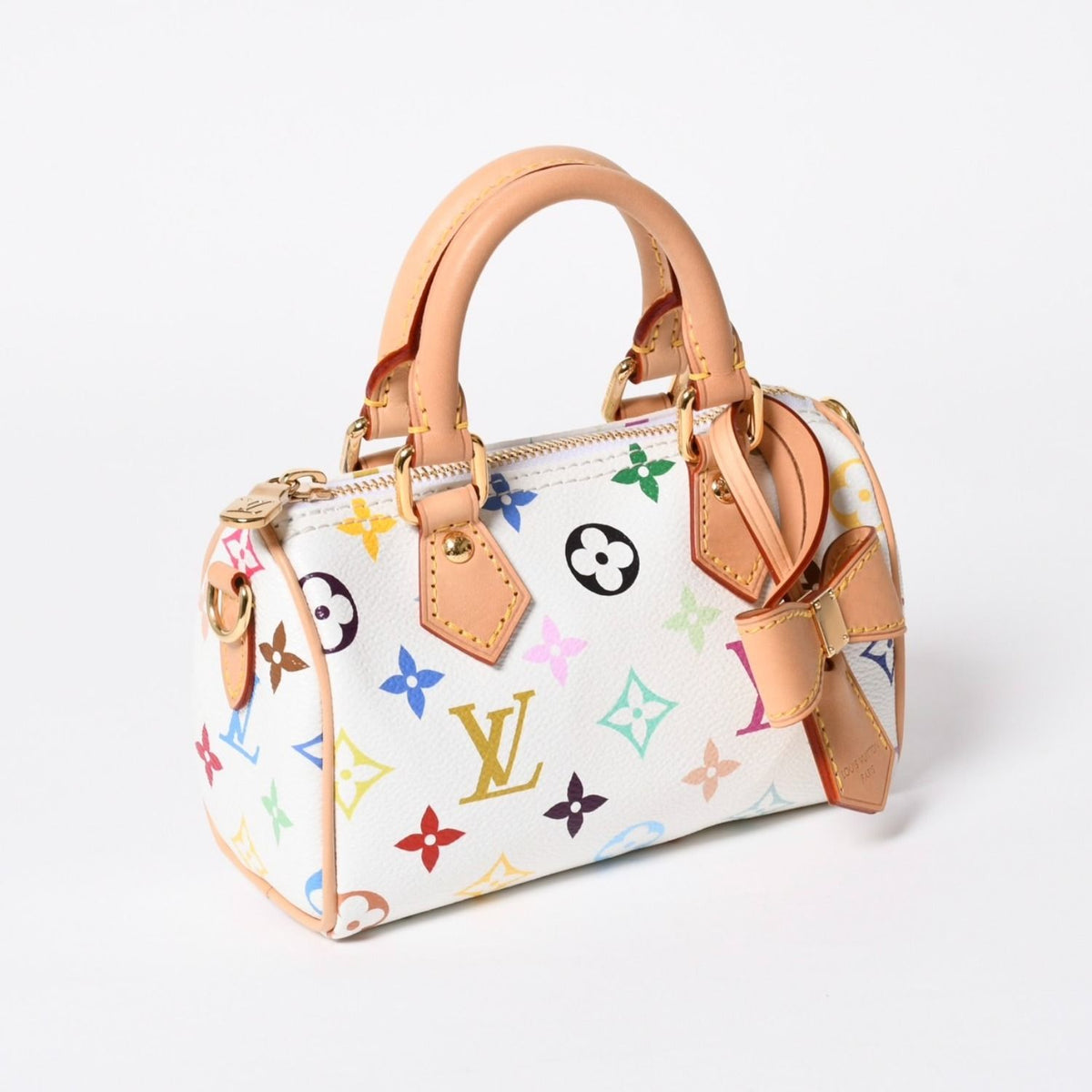 Louis Vuitton Nano Speedy Handbag Monogram Multicolor White Takashi Murakami — view 5