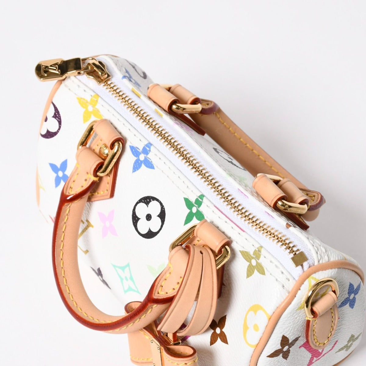 Louis Vuitton Nano Speedy Handbag Monogram Multicolor White Takashi Murakami — view 7