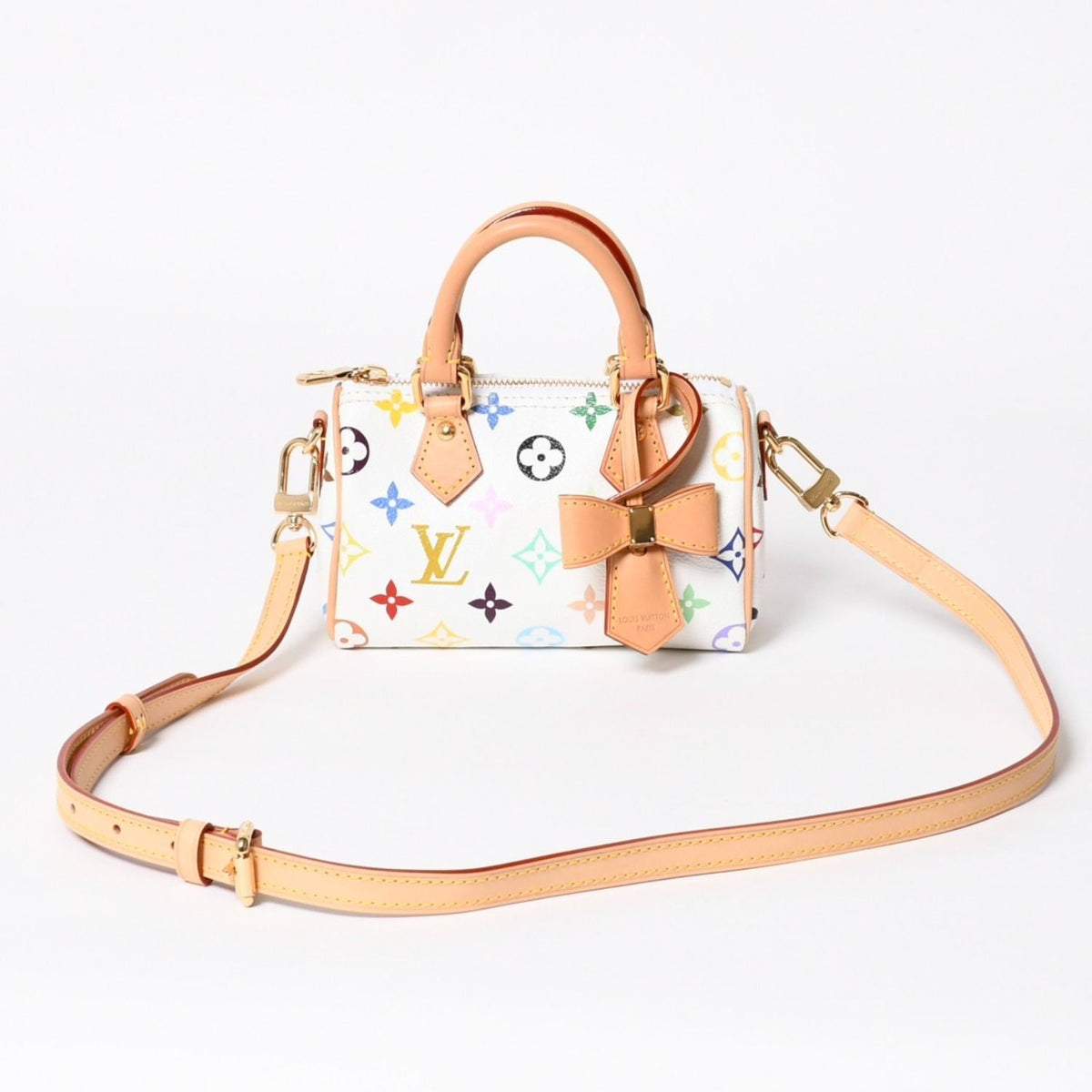 Louis Vuitton Nano Speedy Handbag Monogram Multicolor White Takashi Murakami — view 2