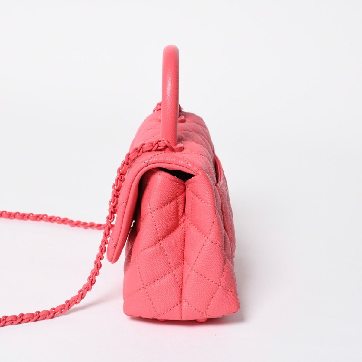 Chanel Coco Handle Handbag Shoulder Caviar Leather Pink — view 4