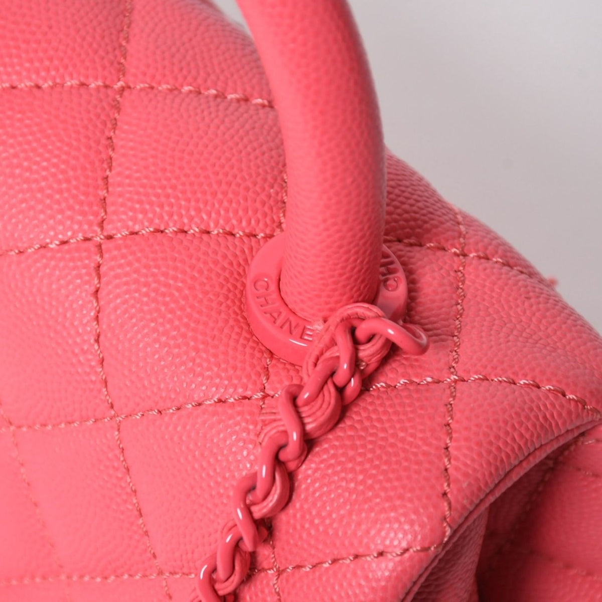 Chanel Coco Handle Handbag Shoulder Caviar Leather Pink — view 5