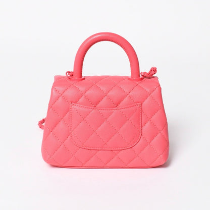 Chanel Coco Handle Handbag Shoulder Caviar Leather Pink — view 2