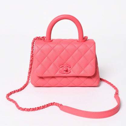 Chanel Coco Handle Handbag Shoulder Caviar Leather Pink