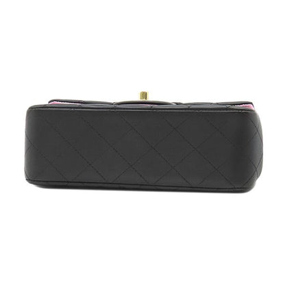 Chanel Shoulder Bag Quilted Top Handle Mini Leather Black Pink Gold Chain — view 3
