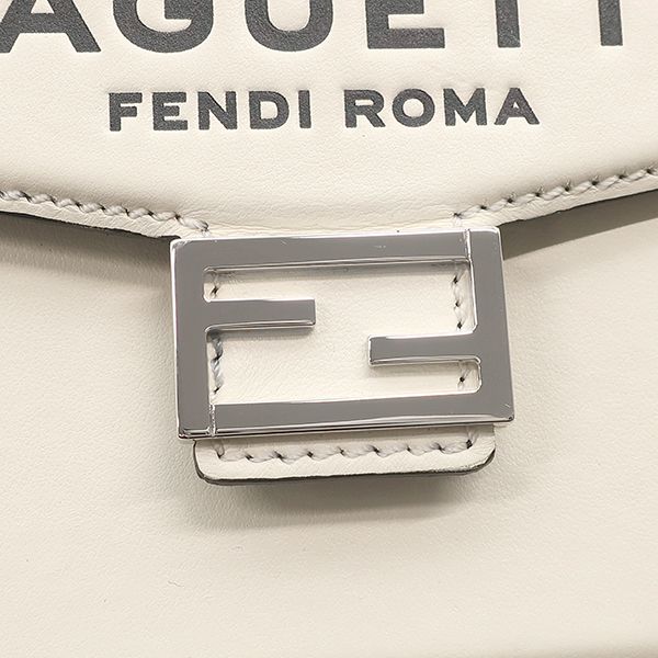 Fendi Shoulder Bag Baguette Phone Pouch Leather White Silver Marc Jacobs — view 8