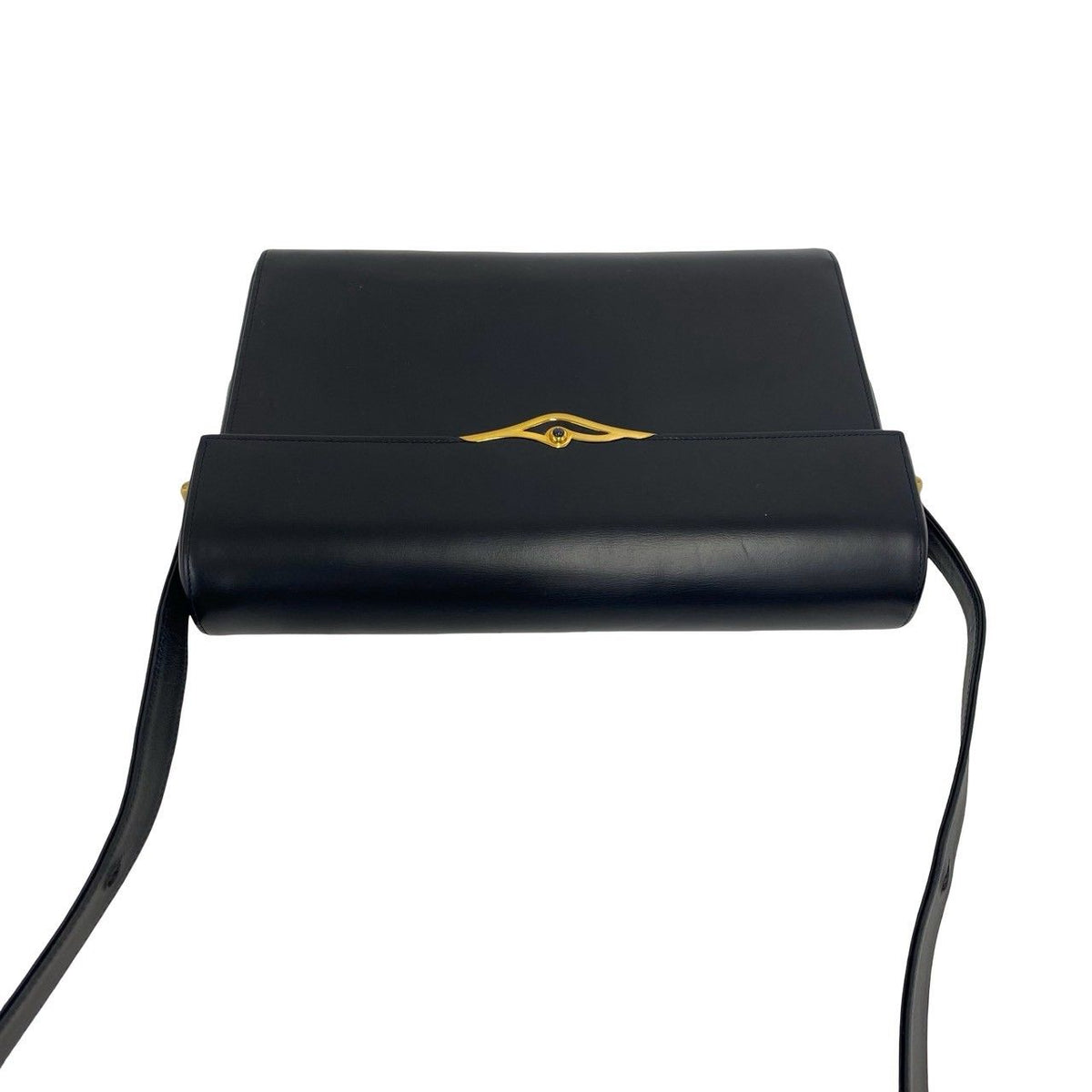 Cartier Vintage Saffiano Line Leather 2-Way Shoulder Bag Pochette Black — view 4