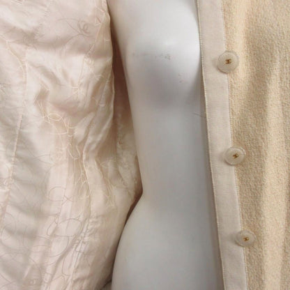 Chanel 02P Collarless Tweed Jacket CC Logo Button L Ivory 40 — view 7