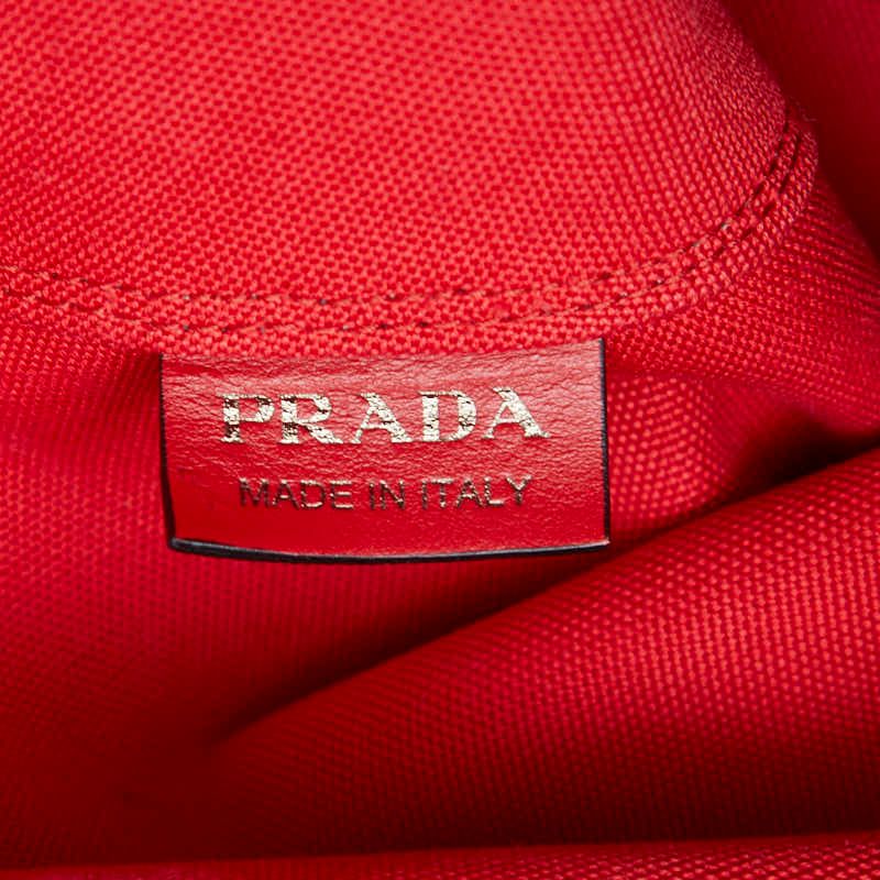 Prada Tote Shoulder Bag 2-Way Bucket Shape Indigo Red Denim Leather — view 7