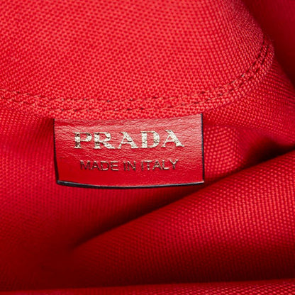 Prada Tote Shoulder Bag 2-Way Bucket Shape Indigo Red Denim Leather — view 7