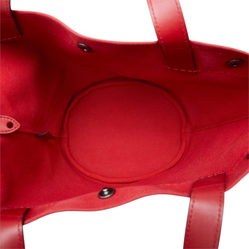 Prada Tote Shoulder Bag 2-Way Bucket Shape Indigo Red Denim Leather — view 6