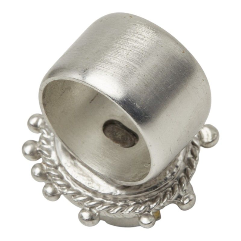Chanel CC Logo Ring 02C Silver Black Metal Faux Pearl — view 5