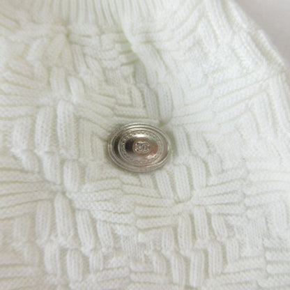Chanel High Waist Knit Skirt CC Logo Plate Knee-Length Easy Flare Ivory XS 34 — view 3