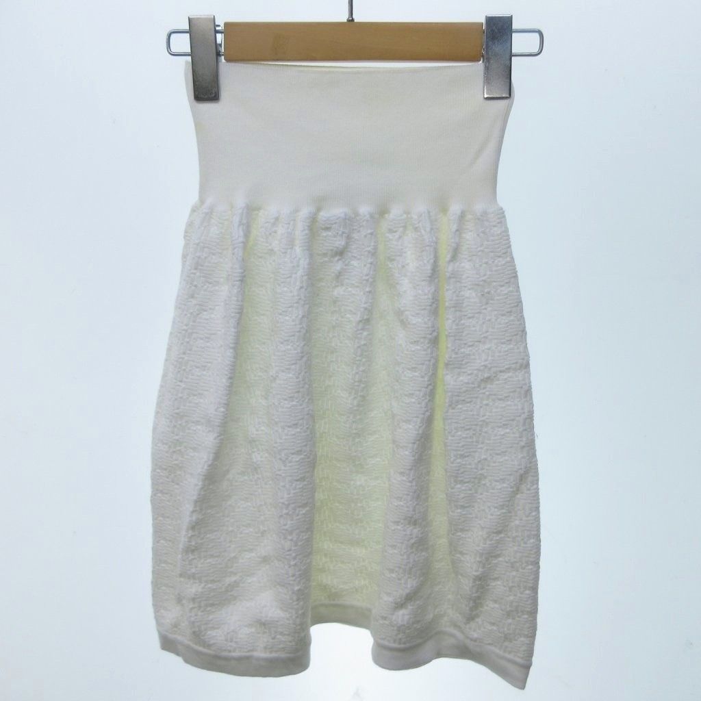 Chanel High Waist Knit Skirt CC Logo Plate Knee-Length Easy Flare Ivory XS 34 — view 2