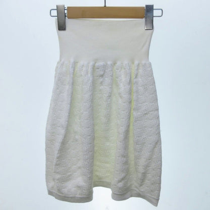 Chanel High Waist Knit Skirt CC Logo Plate Knee-Length Easy Flare Ivory XS 34 — view 2