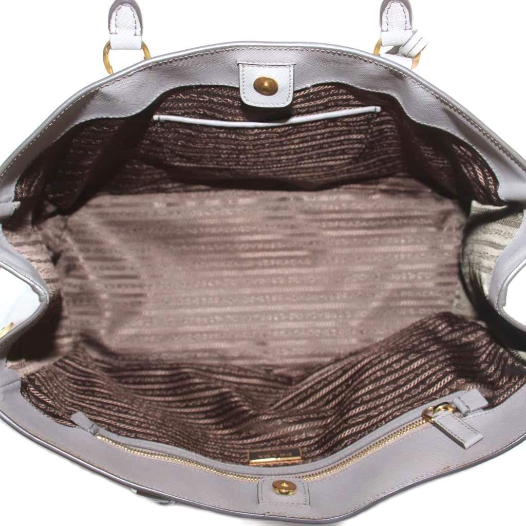 Prada Saffiano Galleria Tote Bag Leather Gray Brown OH — view 6