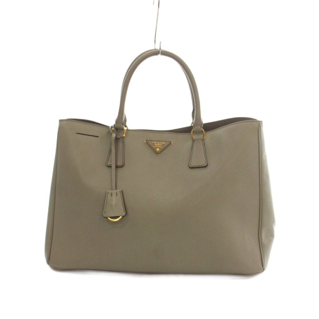 Prada Saffiano Galleria Tote Bag Leather Gray Brown OH