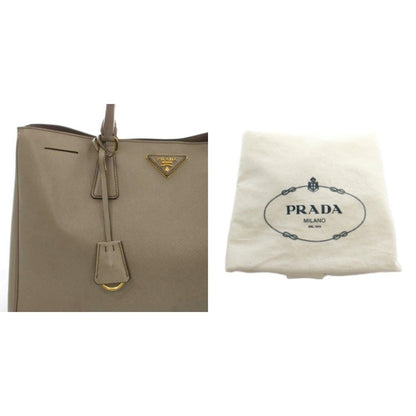 Prada Saffiano Galleria Tote Bag Leather Gray Brown OH — view 7