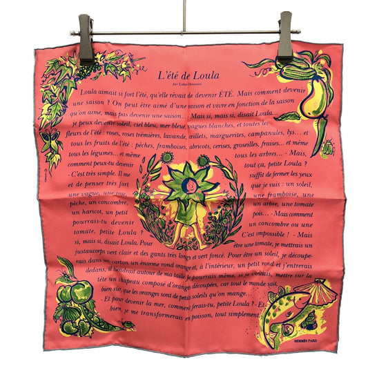 Hermes Carre 45 L'ete de Loula Lula's Summer Scarf Pink