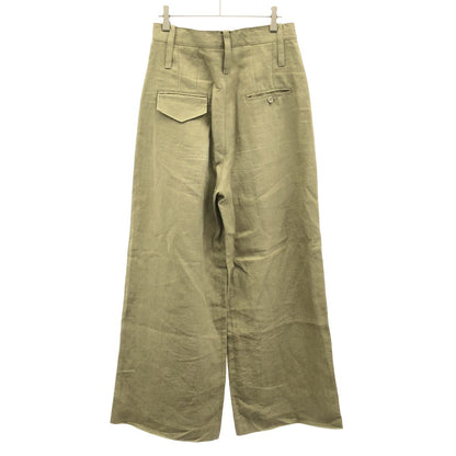 Celine by Phoebe Philo Linen Wide Tuck Trousers Pants 2 Beige 36 — view 2