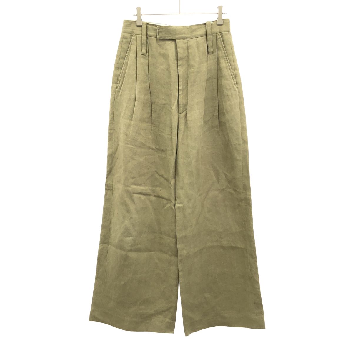 Celine by Phoebe Philo Linen Wide Tuck Trousers Pants 2 Beige 36