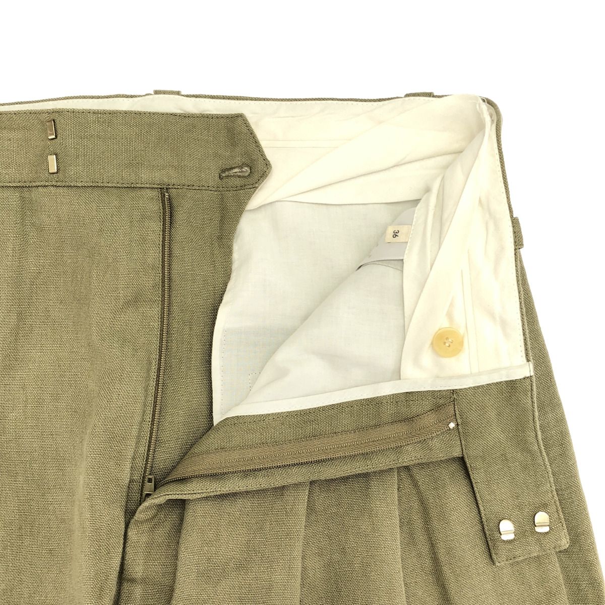 Celine by Phoebe Philo Linen Wide Tuck Trousers Pants 2 Beige 36 — view 4