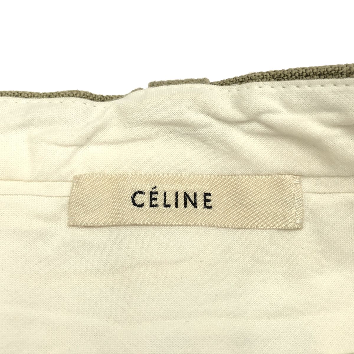 Celine by Phoebe Philo Linen Wide Tuck Trousers Pants 2 Beige 36 — view 3