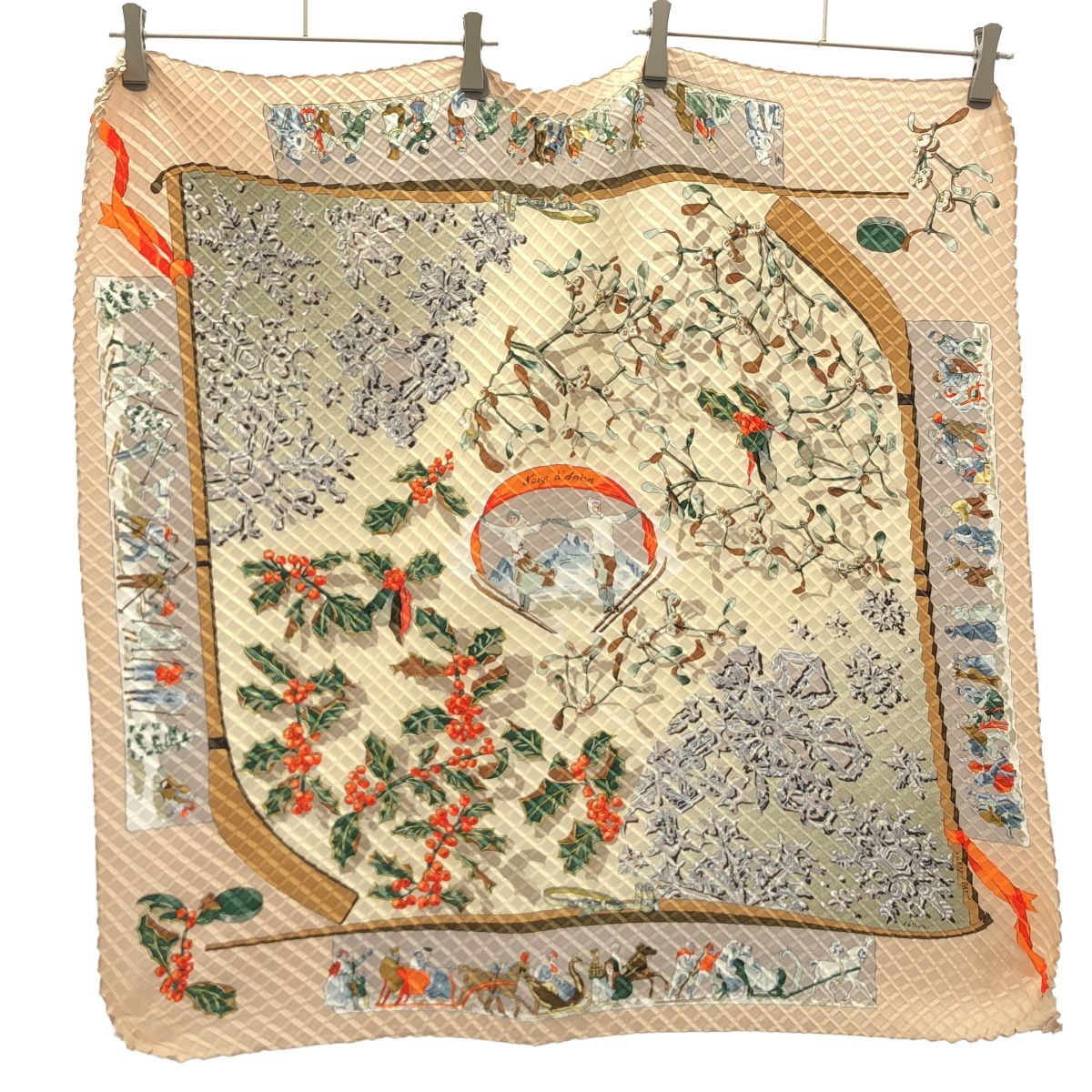 Hermes Pleated Carre Neige D'antan Last Winter Scarf