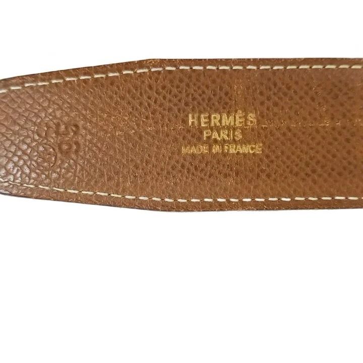 Hermes Vintage Belt Leather Buckle Dolphin Gold 95 Black — view 8