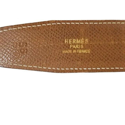 Hermes Vintage Belt Leather Buckle Dolphin Gold 95 Black — view 8