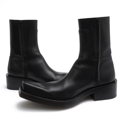 Balenciaga Side Zip Boots Shoes Leather Black Santiago Booties — view 3