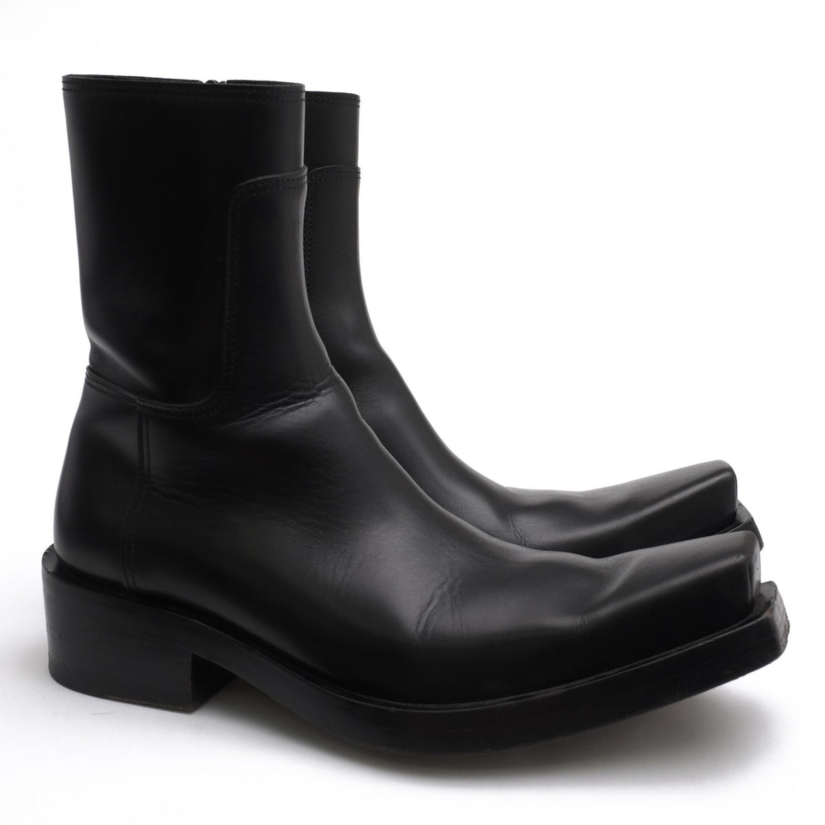 Balenciaga Side Zip Boots Shoes Leather Black Santiago Booties — view 2