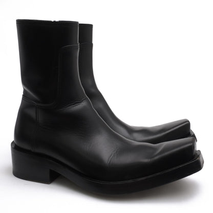 Balenciaga Side Zip Boots Shoes Leather Black Santiago Booties — view 2