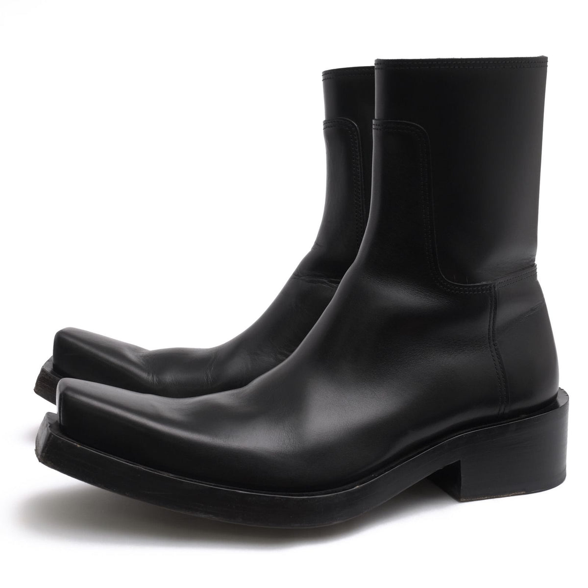Balenciaga Side Zip Boots Shoes Leather Black Santiago Booties