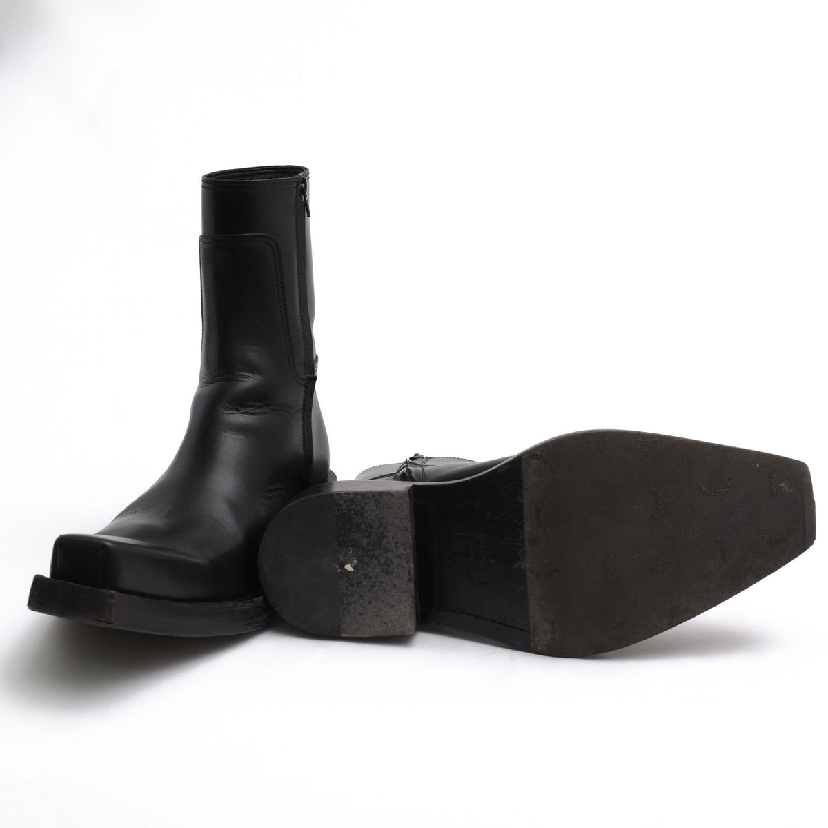 Balenciaga Side Zip Boots Shoes Leather Black Santiago Booties — view 6