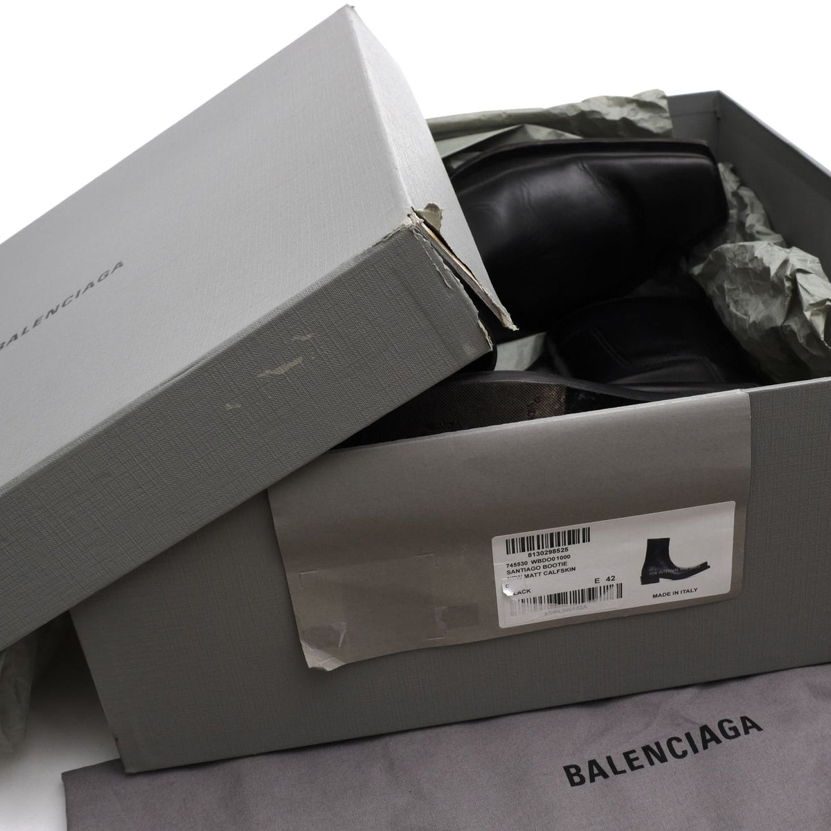 Balenciaga Side Zip Boots Shoes Leather Black Santiago Booties — view 8