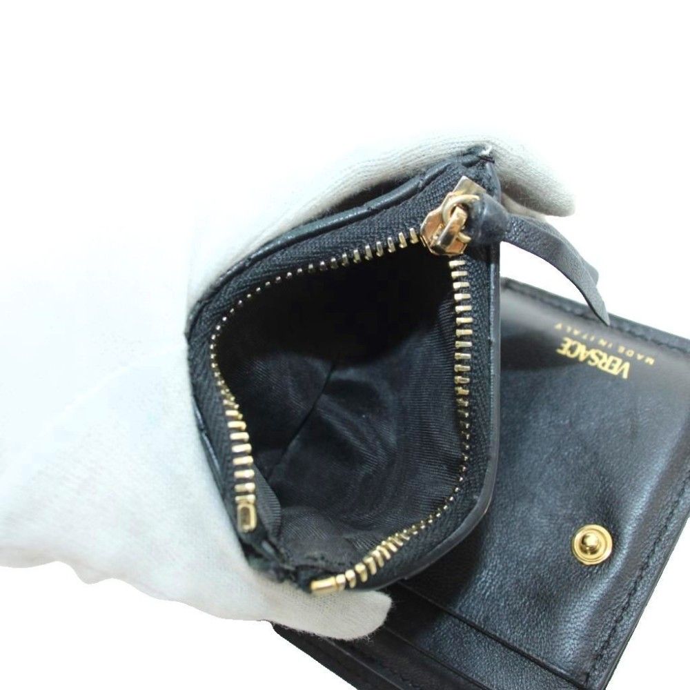 Versace Bifold Wallet Logo Leather Medusa Quilted Black — view 7