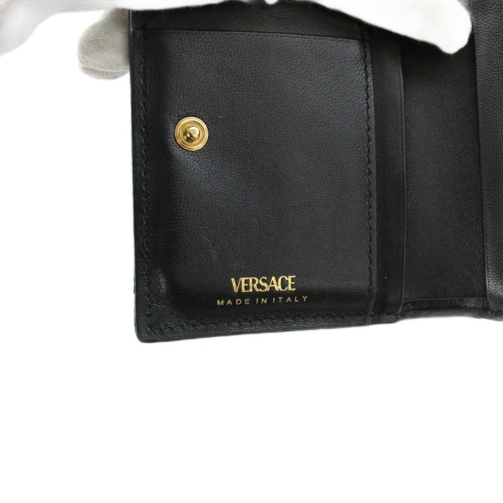 Versace Bifold Wallet Logo Leather Medusa Quilted Black — view 8