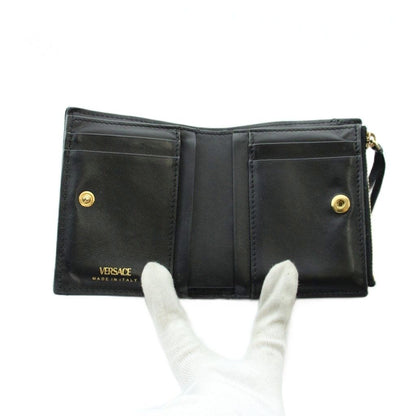 Versace Bifold Wallet Logo Leather Medusa Quilted Black — view 5