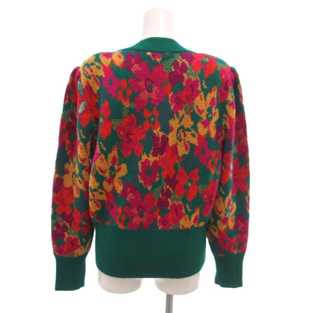 Saint Laurent Vintage Knit Sweater Floral Round Neck Puff Sleeve Gathered Mode — view 3