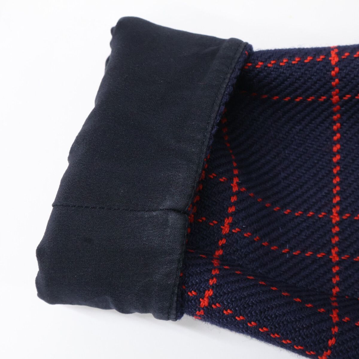Dior Navy Red Wool Check Dress — view 8