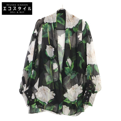 Dolce & Gabbana Flower Print Silk Blouse 46